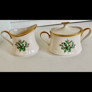 Lenox China Christmas Sugar & Creamer